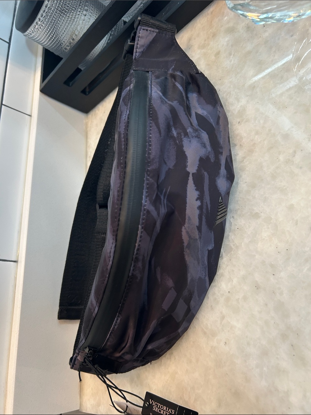 Victoria's Secret Black and Charcoal Camo Belt Bag